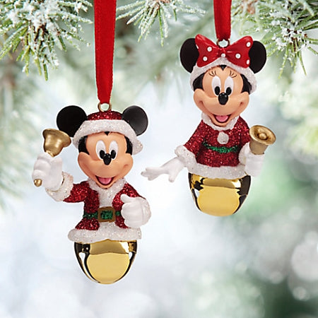 Disney Christmas Ornament Set - Mickey And Minnie Mouse Bells