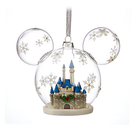 Disney Mickey Ears Ornament - Mickey Mouse Fantasyland Castle Globe
