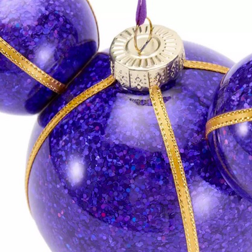 Disney Mickey Ears Icon Ornament - Mickey Dark Purple Glitter
