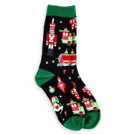  Disney Holiday Socks For Women - Nordic Winter With Ornament - Black