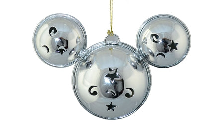  Disney Mickey Ears Icon Ornament - Mickey Mouse Metal Bell - Silver