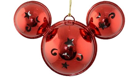  Disney Mickey Ears Icon Ornament - Mickey Mouse Metal Bell - Red
