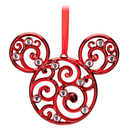  Disney Christmas Ornament - Bohemian Filigree Mickey Mouse - Red