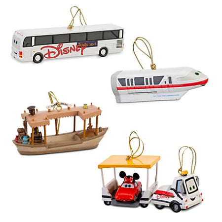  Disney Christmas Ornament Set - Disney Parks Transportation Vehicles