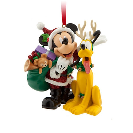  Disney Christmas Ornament - Santa - Mickey Mouse And Pluto