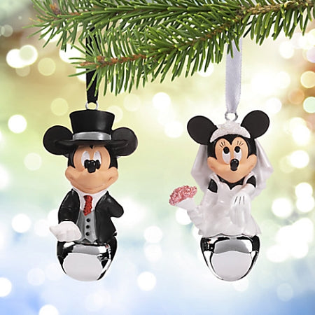  Disney Christmas Ornament Set - Mickey And Minnie Wedding Bells