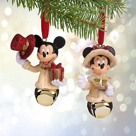  Disney Christmas Ornament Set - Victorian Mickey And Minnie Bells
