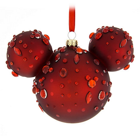  Disney Christmas Ornament - Mickey Mouse Icon - Red Ruby Gems