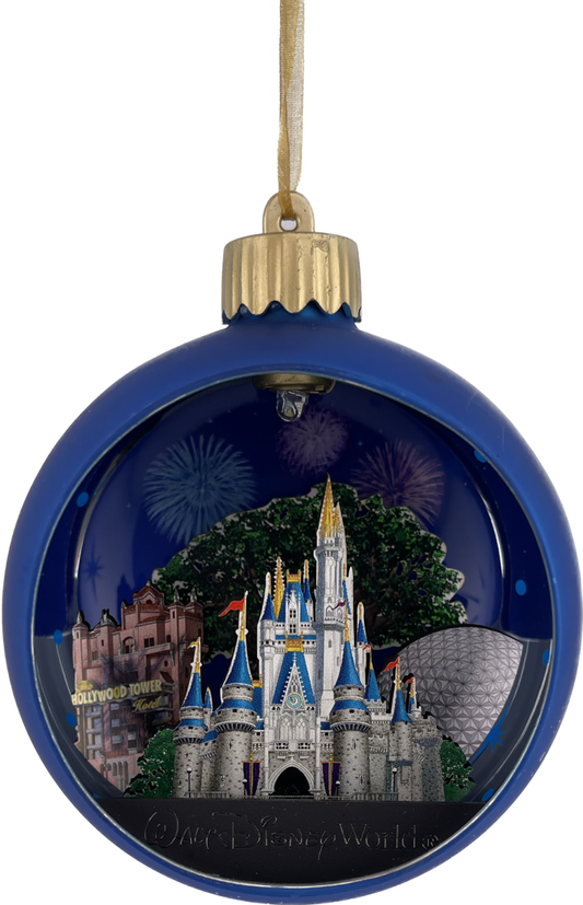  Disney Globe Ornament - Four Parks With Fireworks - Light Up