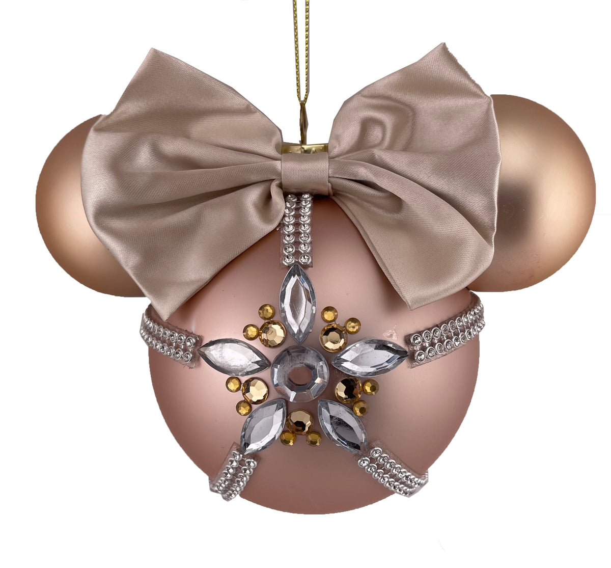  Disney Mickey Ears Icon Ornament - Minnie Mouse - Jeweled Rose Gold