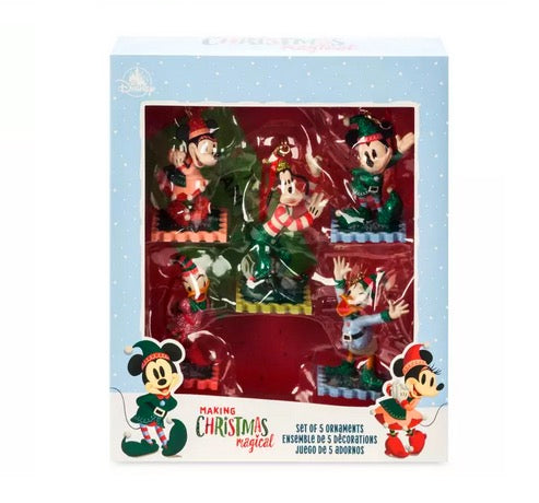  Disney Ornament Set - Mickey Mouse Friends Holiday - Set Of 5