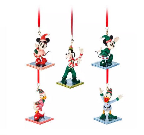  Disney Ornament Set - Mickey Mouse Friends Holiday - Set Of 5