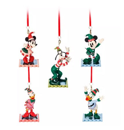  Disney Ornament Set - Mickey Mouse Friends Holiday - Set Of 5