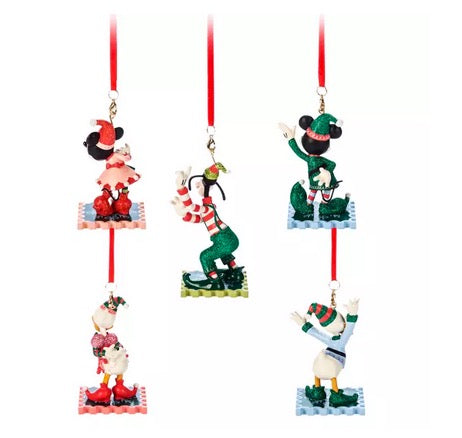  Disney Ornament Set - Mickey Mouse Friends Holiday - Set Of 5