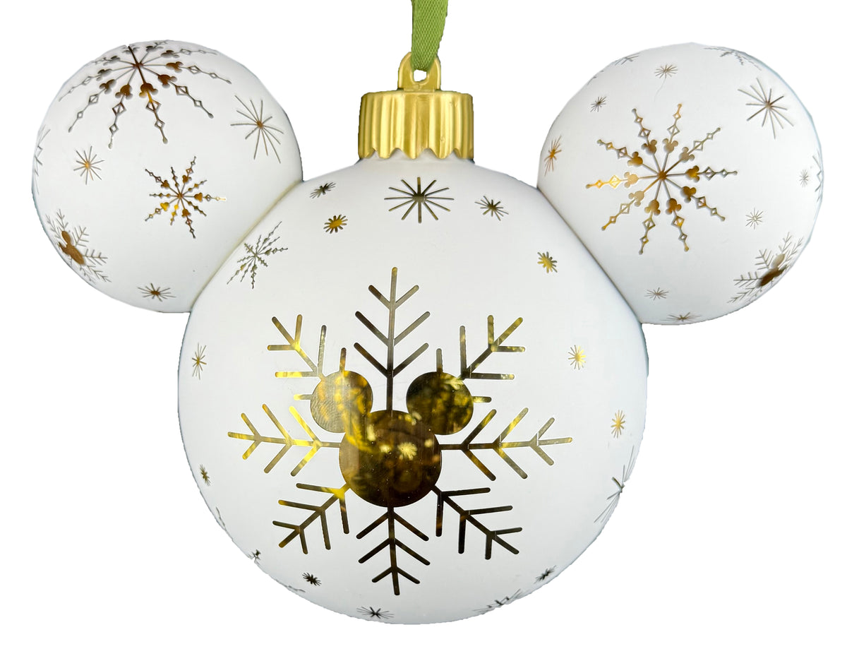  Disney Mickey Ears Icon Ornament - Mickey Snowflake Light Up - White