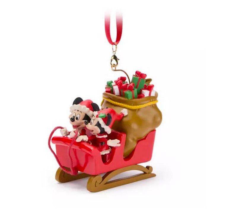  Disney Ornament - Santa Mickey And Minnie In Sleigh