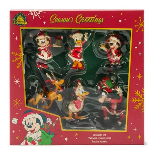  Disney Ornament Set - Santa Mickey & Friends With Gifts