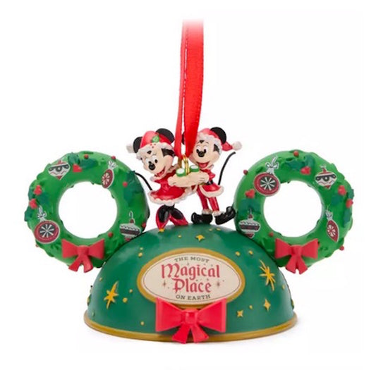  Disney Ear Hat Ornament - Santa Mickey And Minnie