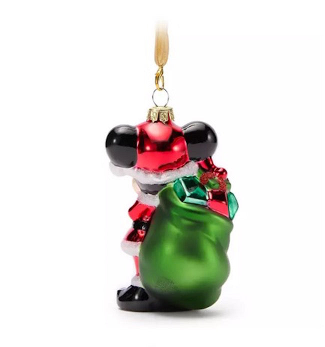  Disney Glass Ornament - Santa Mickey Mouse