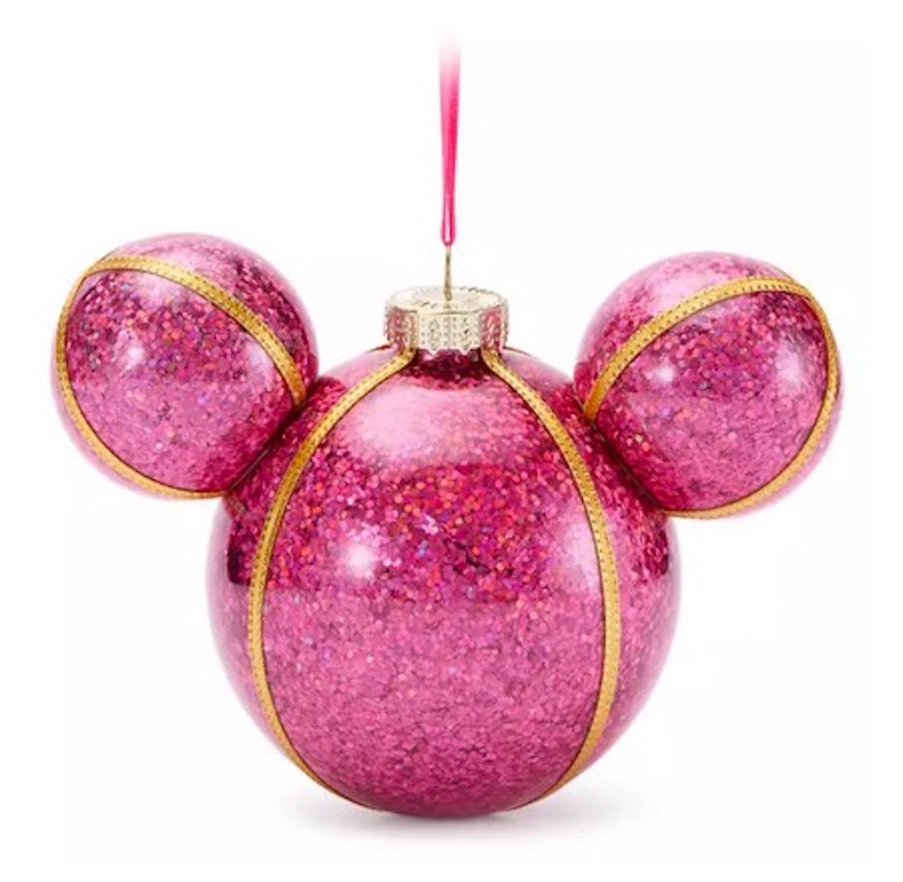  Disney Mickey Ears Icon Ornament - Mickey Dark Pink Glitter