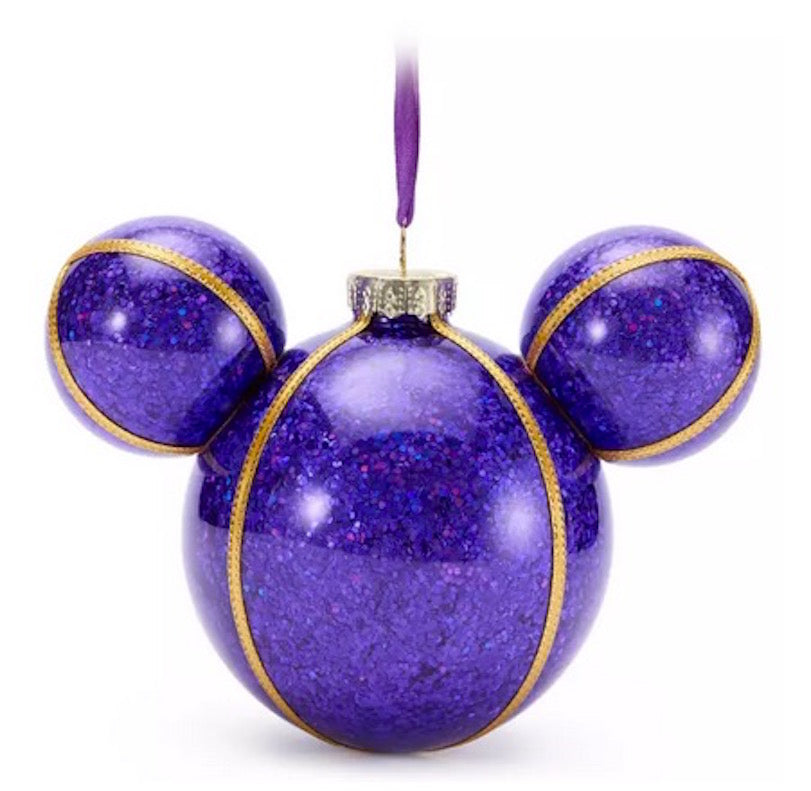  Disney Mickey Ears Icon Ornament - Mickey Dark Purple Glitter
