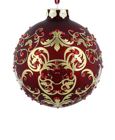  Disney Christmas Ornament - Mickey Icon - Victorian Filigree - Red