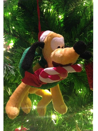  Disney Christmas Ornament - Santa Pluto Plush - 5 Inch