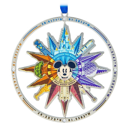  Disney Disc Ornament - Mickey Four Parks Compass - Spinner