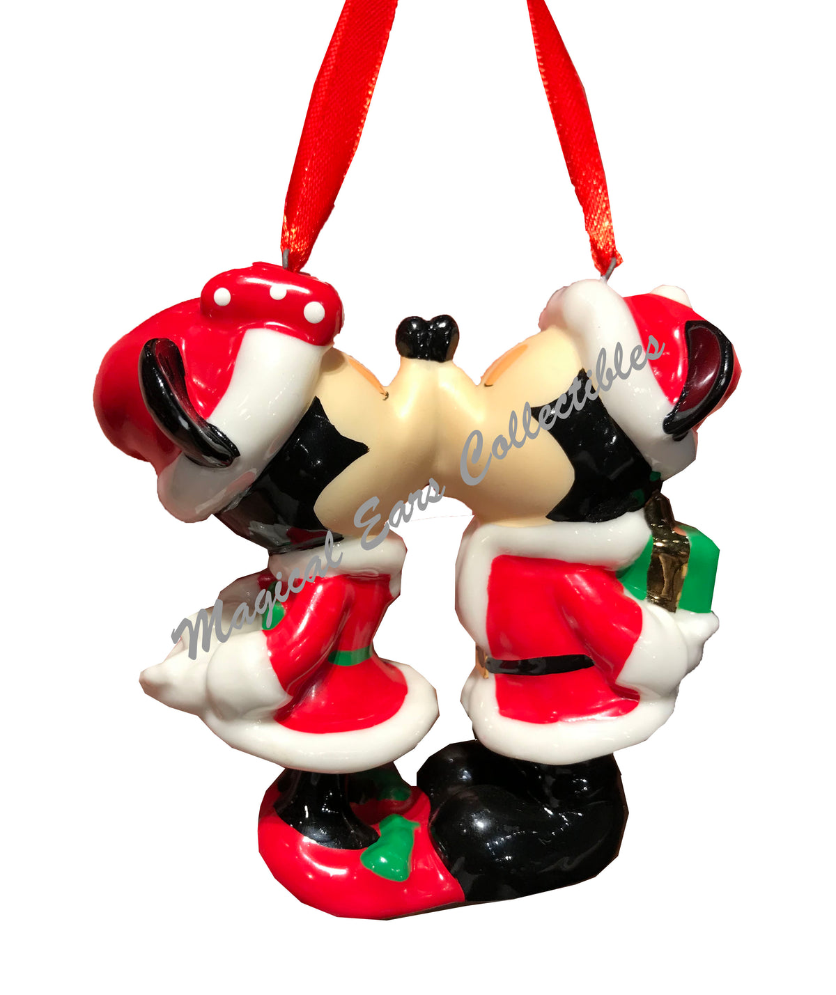  Disney Christmas Ornament - Santa Mickey And Minnie Kiss