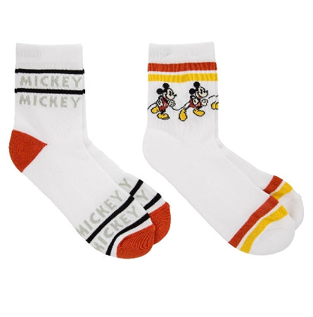  Disney Crew Socks For Men - Mickey Mouse - Striped - 2 Pack