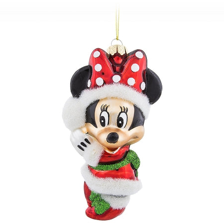  Disney Glass Ornament - Santa Minnie Mouse