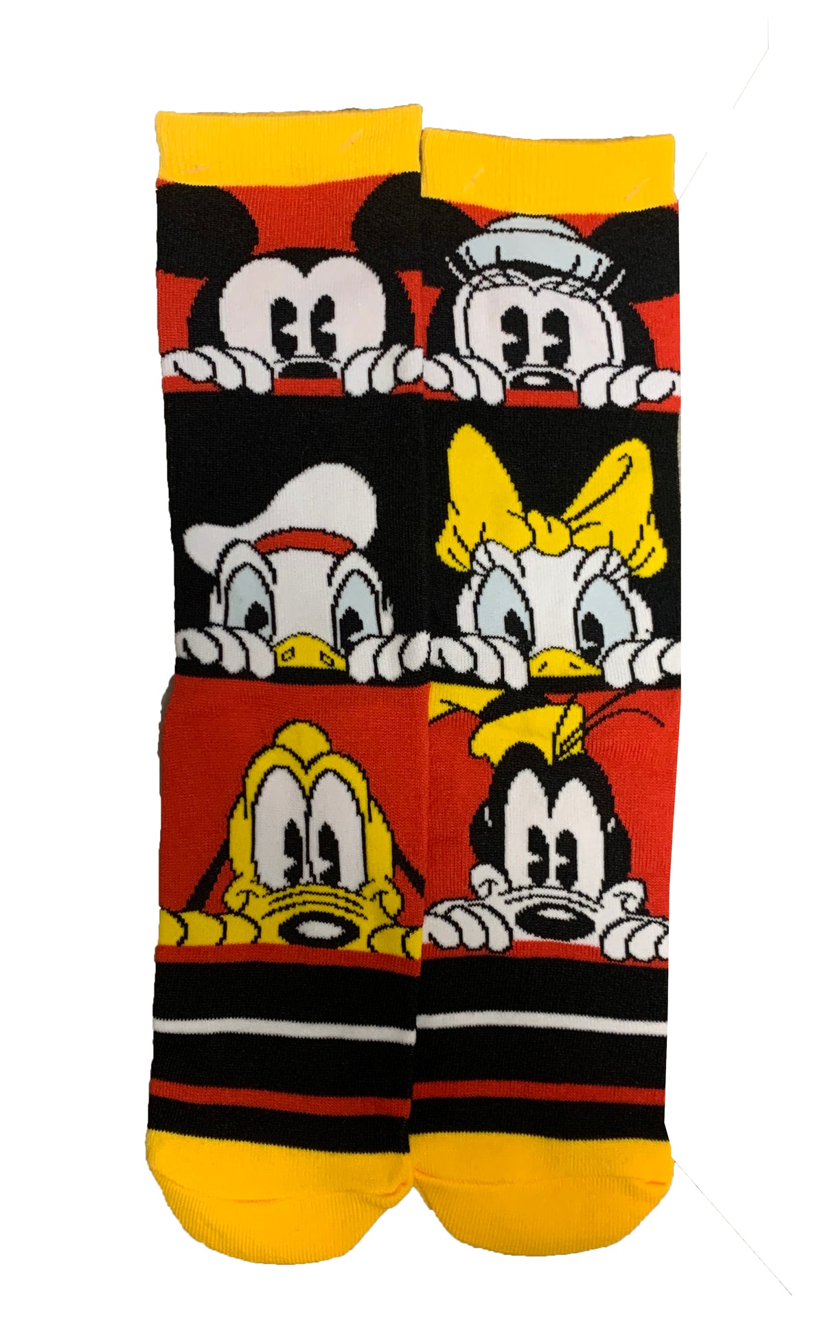  Disney Socks For Adults - Mickey Mouse And Friends - Red Black & Yellow