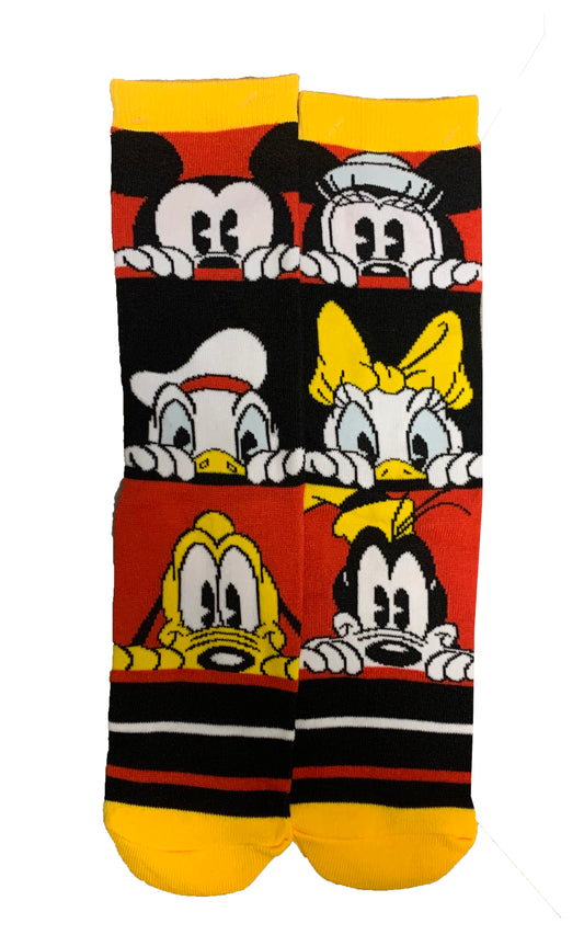  Disney Socks For Adults - Mickey Mouse And Friends - Red Black & Yellow