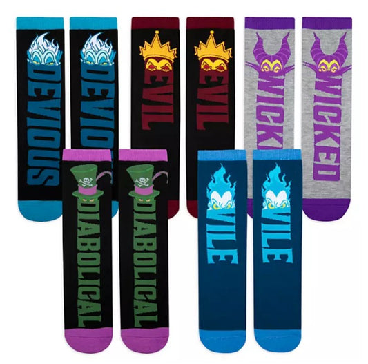  Disney Socks Set For Adults - Disney Villains - 5 Pairs