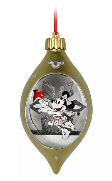  Disney Glass Drop Ornament - Minnie Mouse Light-Up - Silver & Gold