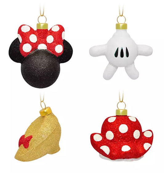  Disney Ornament Set - Minnie Mouse Icon Body Parts - Set Of 4
