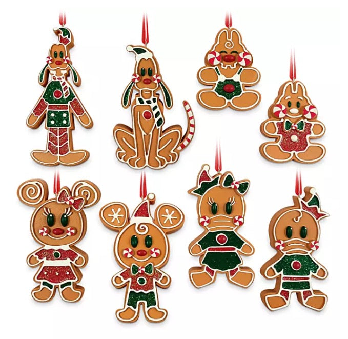  Disney Ornament Set - Mickey And Friends Gingerbread Men Cookie