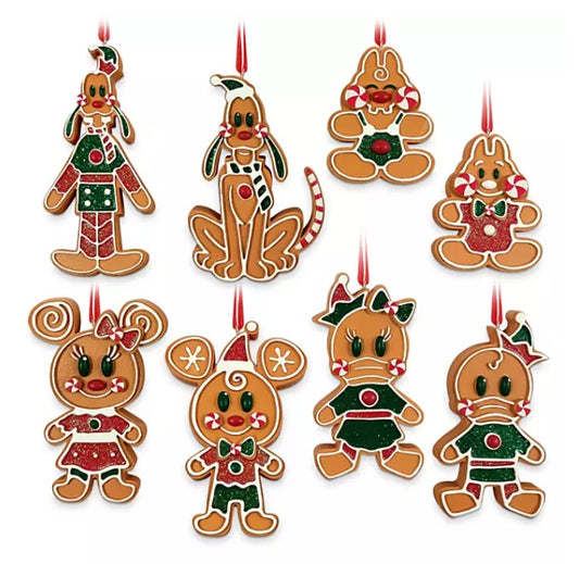  Disney Ornament Set - Mickey And Friends Gingerbread Men Cookie