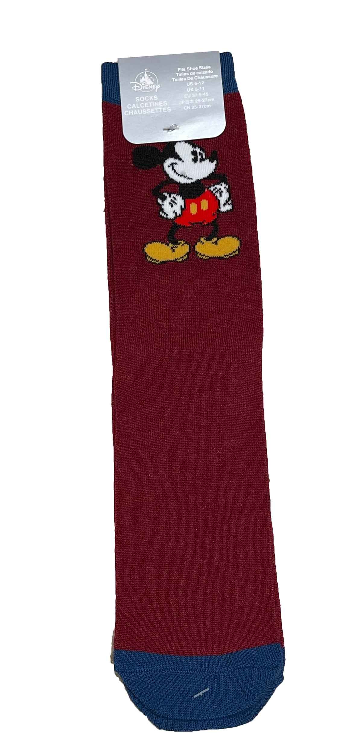  Disney Socks For Adults - Mickey Mouse - Burgundy & Blue
