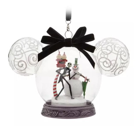 Disney Mickey Ears Icon Ornament - Jack Skellington And Snowman