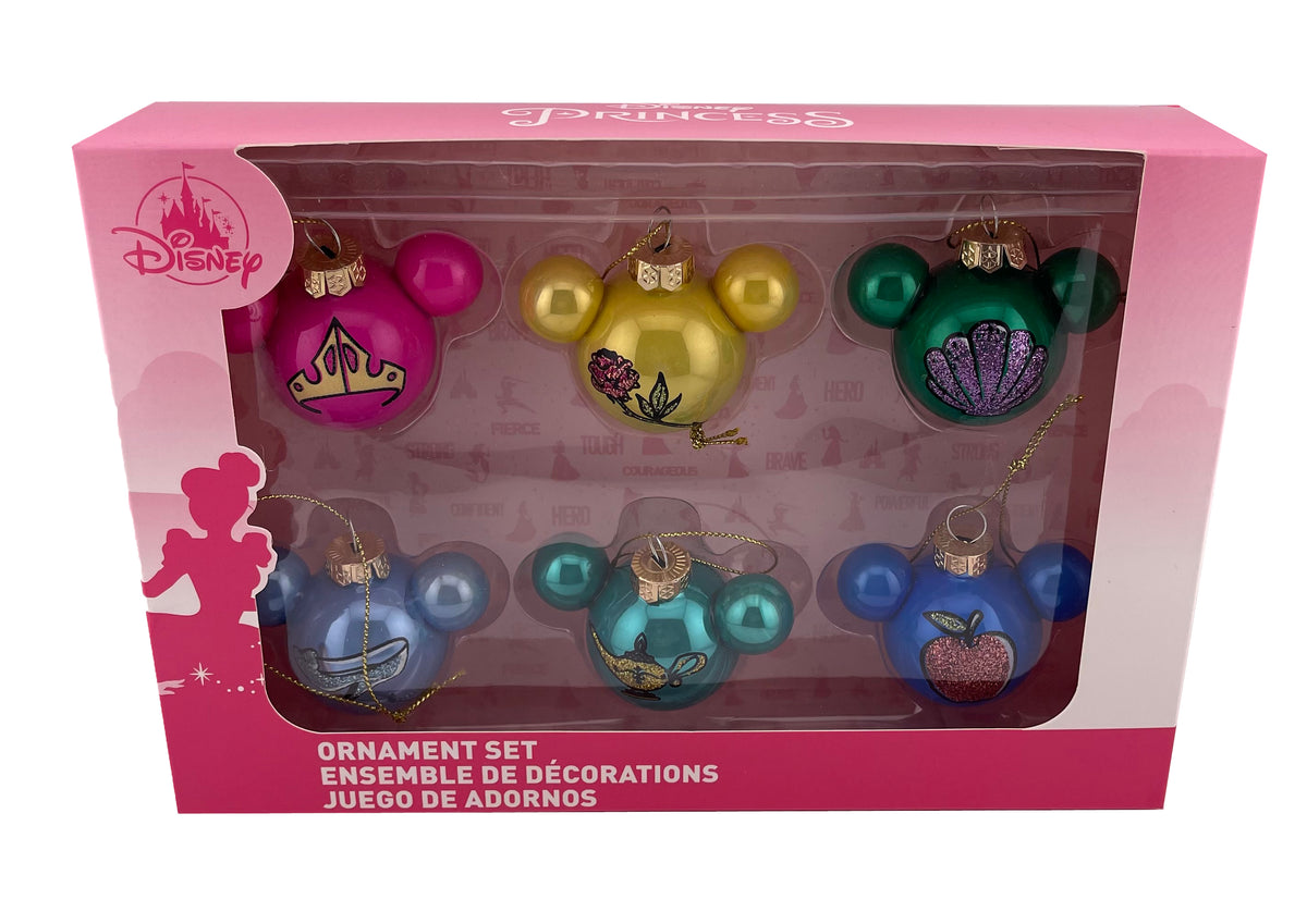  Disney Ornament Set - Mickey Icon With Princesses - Set 1