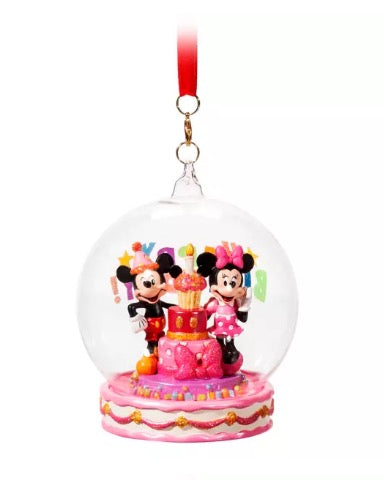  Disney Globe Ornament - Mickey And Minnie - Happy Birthday